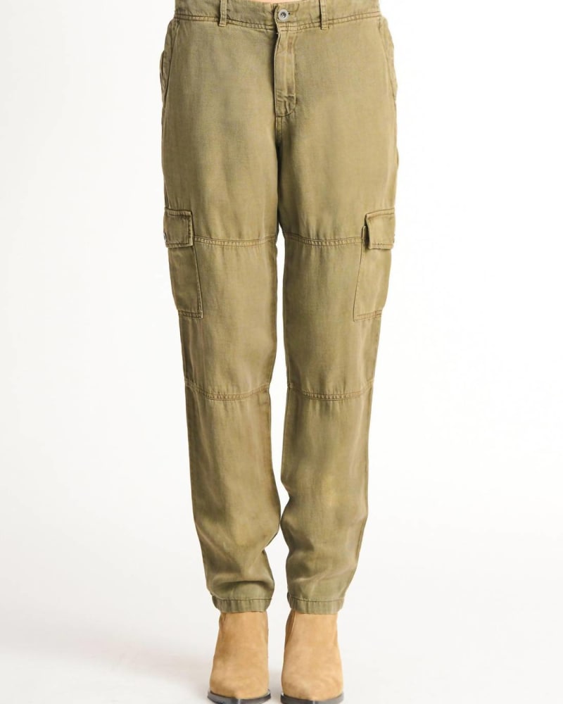 Front of a model wearing a size XL Straight Leg Cargo Pant in Olive in Olive by Dex. | dia_product_style_image_id:326291